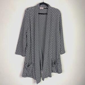 Chico's Geometric Open Front Pocket Cardigan Women's Size Large (Chico's Size 2)